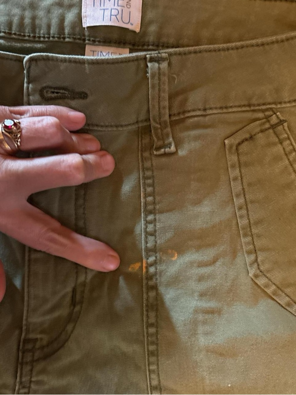 Time and Tru Olive Green Casual Pants - Picture 3 of 4